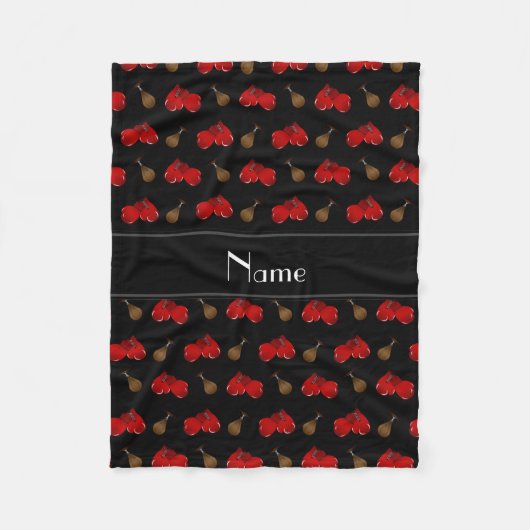 Gepersonaliseerde naam zwart boxing patroon fleece deken (Voorkant)