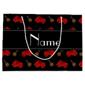Gepersonaliseerde naam zwart boxing patroon large cadeautasje (Achterkant)