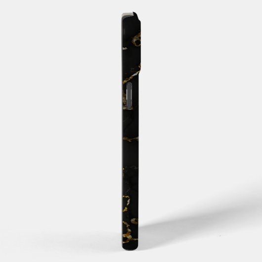 Gepersonaliseerde Naam Zwart en Goud Marbled Case-Mate iPhone Case (Achterkant / Rechts)