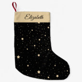 Gepersonaliseerde naam Zwart en Goud Sterrennacht Kleine Kerstsok (Voorkant)
