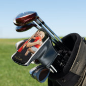 Gepersonaliseerde naam zwart en gouden foto golfheadcover (Insitu)