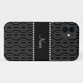 Gepersonaliseerde naam zwart geometrisch diamanten Case-Mate iPhone case (Achterkant (horizontaal))