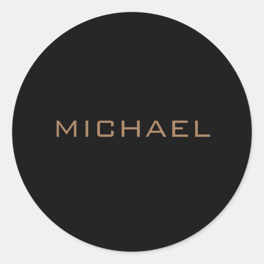 Gepersonaliseerde naam Zwart Goud Ronde Sticker (Voorkant)