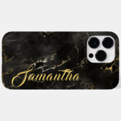 Gepersonaliseerde naam Zwart gouden marmer op maat Case-Mate iPhone Case (Achterkant (horizontaal))
