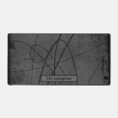 Gepersonaliseerde Naam Zwart Grijs Mannelijk Abstr Bureaumat (Voorkant)
