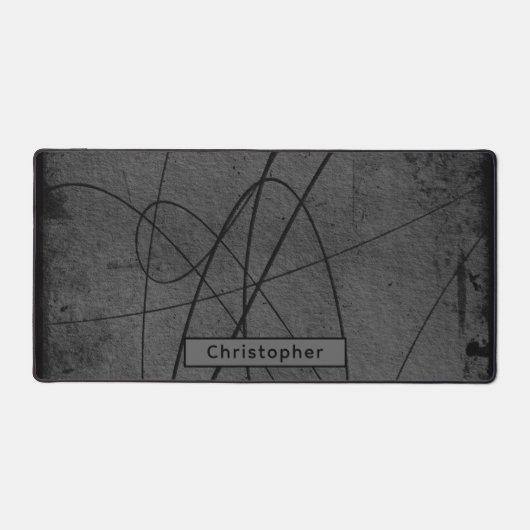 Gepersonaliseerde Naam Zwart Grijs Mannelijk Abstr Bureaumat (Voorkant)