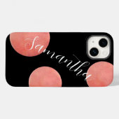 Gepersonaliseerde naam Zwart Grote Polka Dots Case-Mate iPhone Case (Achterkant (horizontaal))