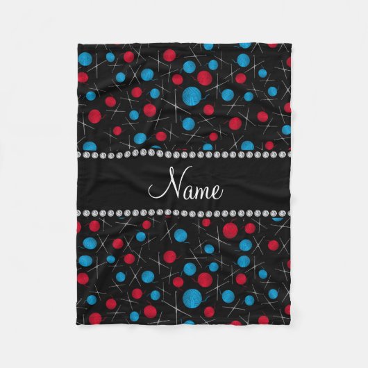 Gepersonaliseerde naam zwart haakpatroon fleece deken (Voorkant)