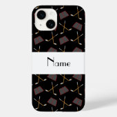 Gepersonaliseerde naam zwart-hockeypatroon Case-Mate iPhone case (Achterkant)