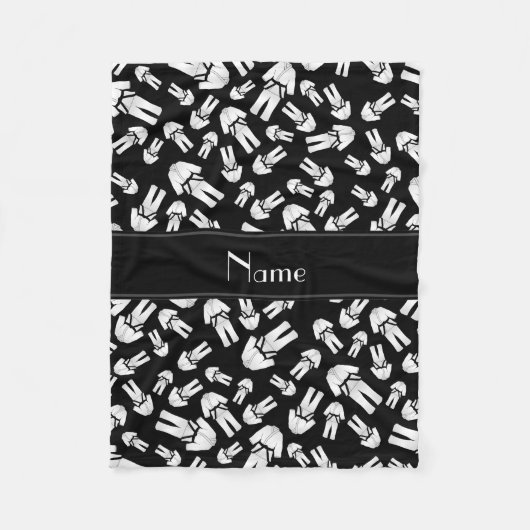 Gepersonaliseerde naam zwart karate patroon fleece deken (Voorkant)