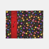 Gepersonaliseerde naam zwart kleurig poolpatroon fleece deken (Voorkant (Horizontaal))