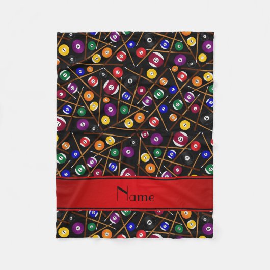 Gepersonaliseerde naam zwart kleurig poolpatroon fleece deken (Voorkant)