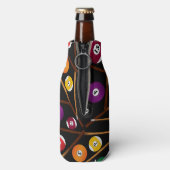 Gepersonaliseerde naam zwart kleurig poolpatroon flesjeskoeler (Fles Achterkant)