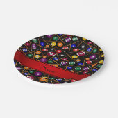 Gepersonaliseerde naam zwart kleurig poolpatroon papieren bordje (Gekanteld)