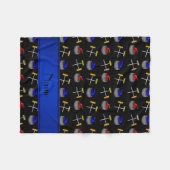 Gepersonaliseerde naam zwart krullingspatroon fleece deken (Voorkant (Horizontaal))