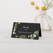 Gepersonaliseerde Naam Zwart Trouwblad Plaatskaartje (Voorkant)