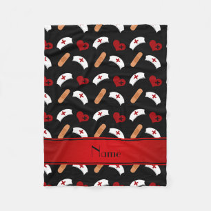 Gepersonaliseerde naam zwart verpleegpatroon fleece deken