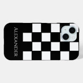 Gepersonaliseerde naam Zwart-wit Check Case-Mate iPhone Case (Achterkant (horizontaal))