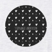 Gepersonaliseerde naam Zwart Wit Hart Speelse Kind Labels (Design 2)