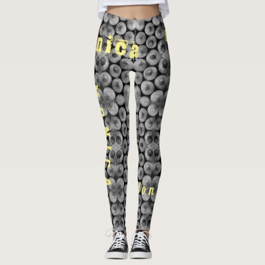 Gepersonaliseerde Naam Zwart & Wit Potlood Legging (Voorkant)