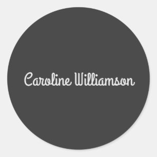 Gepersonaliseerde naam Zwart Wit Retro Typografie Ronde Sticker