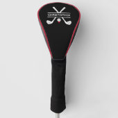 Gepersonaliseerde naam zwart-wit rood golfheadcover (Voorkant)