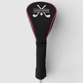 Gepersonaliseerde naam zwart-wit rood golfheadcover