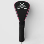 Gepersonaliseerde naam Zwart wit roze Golfheadcover (Voorkant)