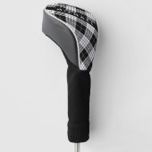 Gepersonaliseerde naam zwart & wit tartanpatroon golfheadcover (Schuin)