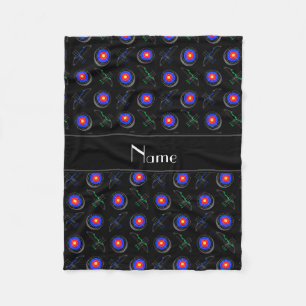 Gepersonaliseerde naam zwarte archery fleece deken