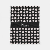 Gepersonaliseerde naam zwarte baseballen fleece deken (Voorkant)