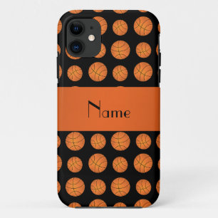 Gepersonaliseerde naam zwarte basketballen iPhone 11 hoesje