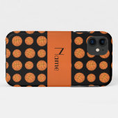 Gepersonaliseerde naam zwarte basketballen Case-Mate iPhone case (Achterkant (horizontaal))
