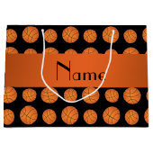 Gepersonaliseerde naam zwarte basketballen large cadeautasje (Voorkant)