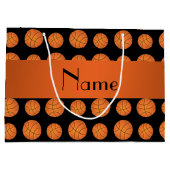 Gepersonaliseerde naam zwarte basketballen large cadeautasje (Achterkant)