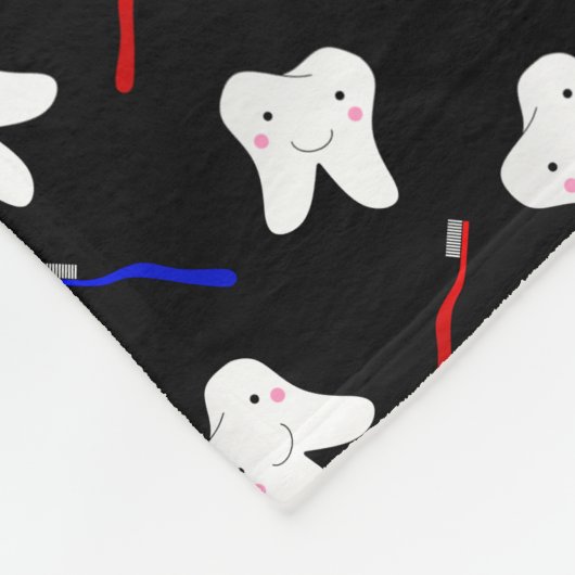 Gepersonaliseerde naam zwarte borstels en tandpatr fleece deken (Hoek)