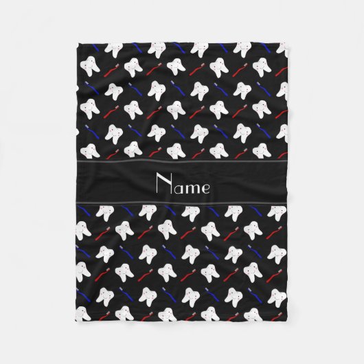 Gepersonaliseerde naam zwarte borstels en tandpatr fleece deken (Voorkant)