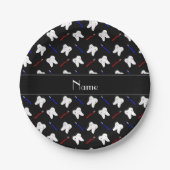 Gepersonaliseerde naam zwarte borstels en tandpatr papieren bordje (Voorkant)