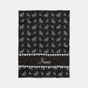 Gepersonaliseerde naam zwarte bunnies fleece deken