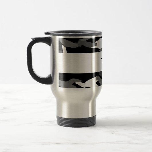 Gepersonaliseerde naam zwarte camouflage reisbeker (Links)