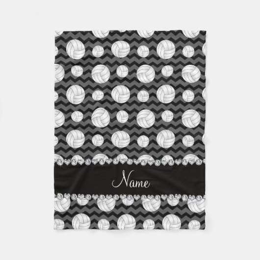 Gepersonaliseerde naam zwarte chevrons volleyballe fleece deken (Voorkant)
