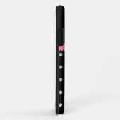 Gepersonaliseerde naam zwarte diamanten roze boog Case-Mate iPhone case (Achterkant/rechts)