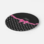 Gepersonaliseerde naam zwarte diamanten roze boog papieren bordje (Gekanteld)