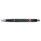 Gepersonaliseerde naam zwarte diamanten roze boog pen (Voorkant)