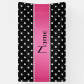 Gepersonaliseerde naam zwarte diamanten roze stree spandoek (Verticaal)