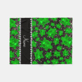 Gepersonaliseerde naam zwarte glitterschildpadden  fleece deken (Voorkant (Horizontaal))