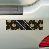 Gepersonaliseerde naam zwarte gouden harten Moeder Bumpersticker (Op auto)