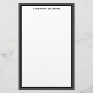 Gepersonaliseerde naam zwarte grijze rand briefpapier