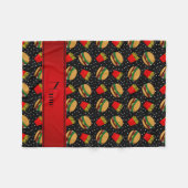 Gepersonaliseerde naam zwarte hamburgers frieten s fleece deken (Voorkant (Horizontaal))