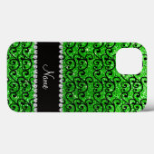 Gepersonaliseerde naam zwarte kalk groene glitterz Case-Mate iPhone case (Achterkant (horizontaal))